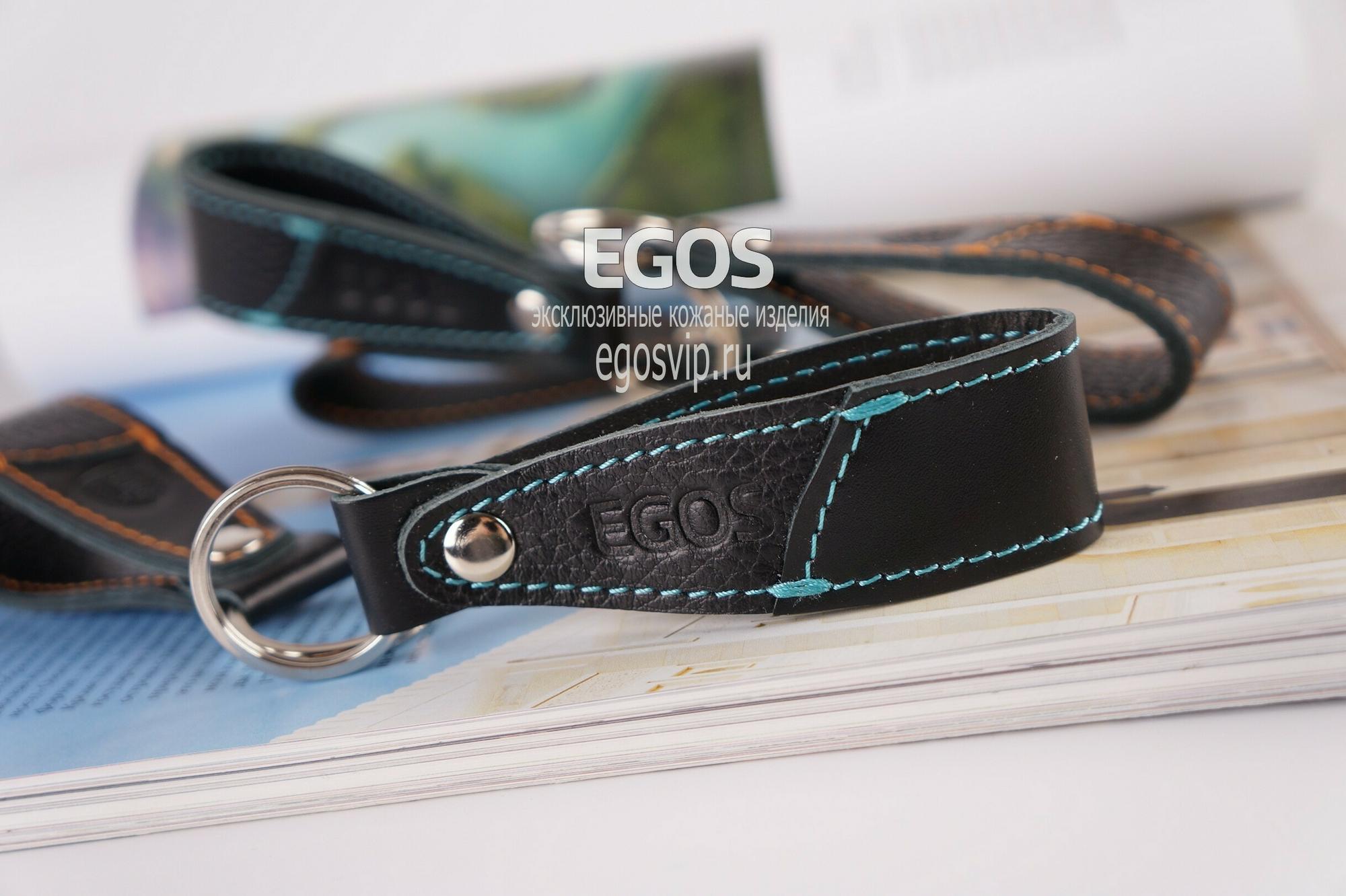 EGOS черный кожаный брелок для ключей модель 11-02