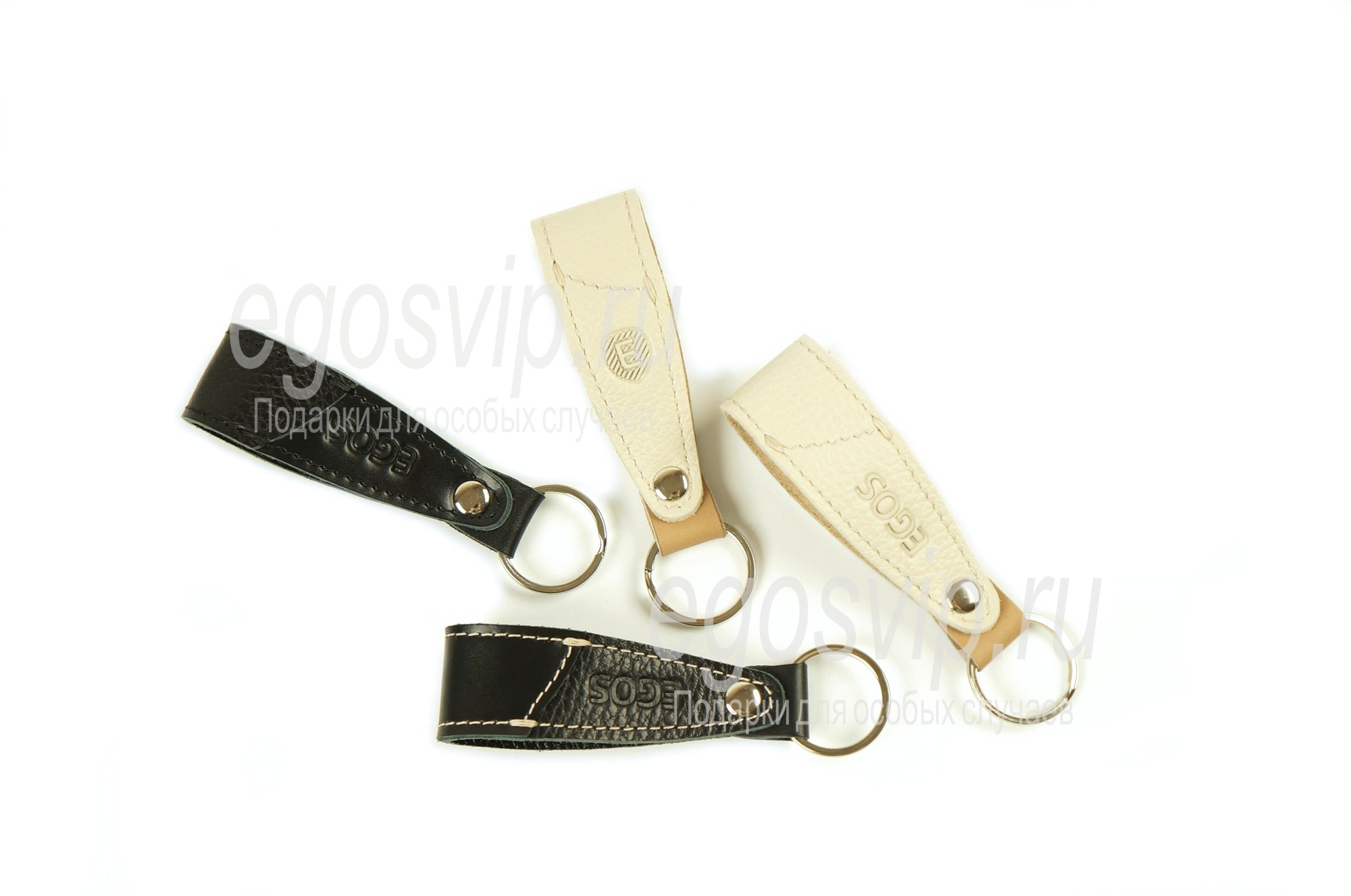Кожаный брелок с кольцом для ключей и кожаной подкладкой /модель 11-02