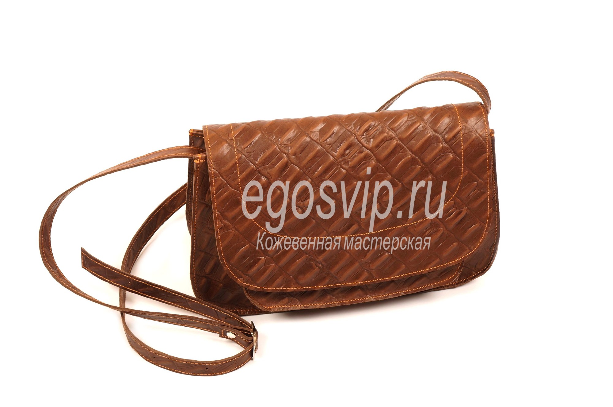 Женская кожаная сумка через плечо / модель 39-01 медовый крокодил