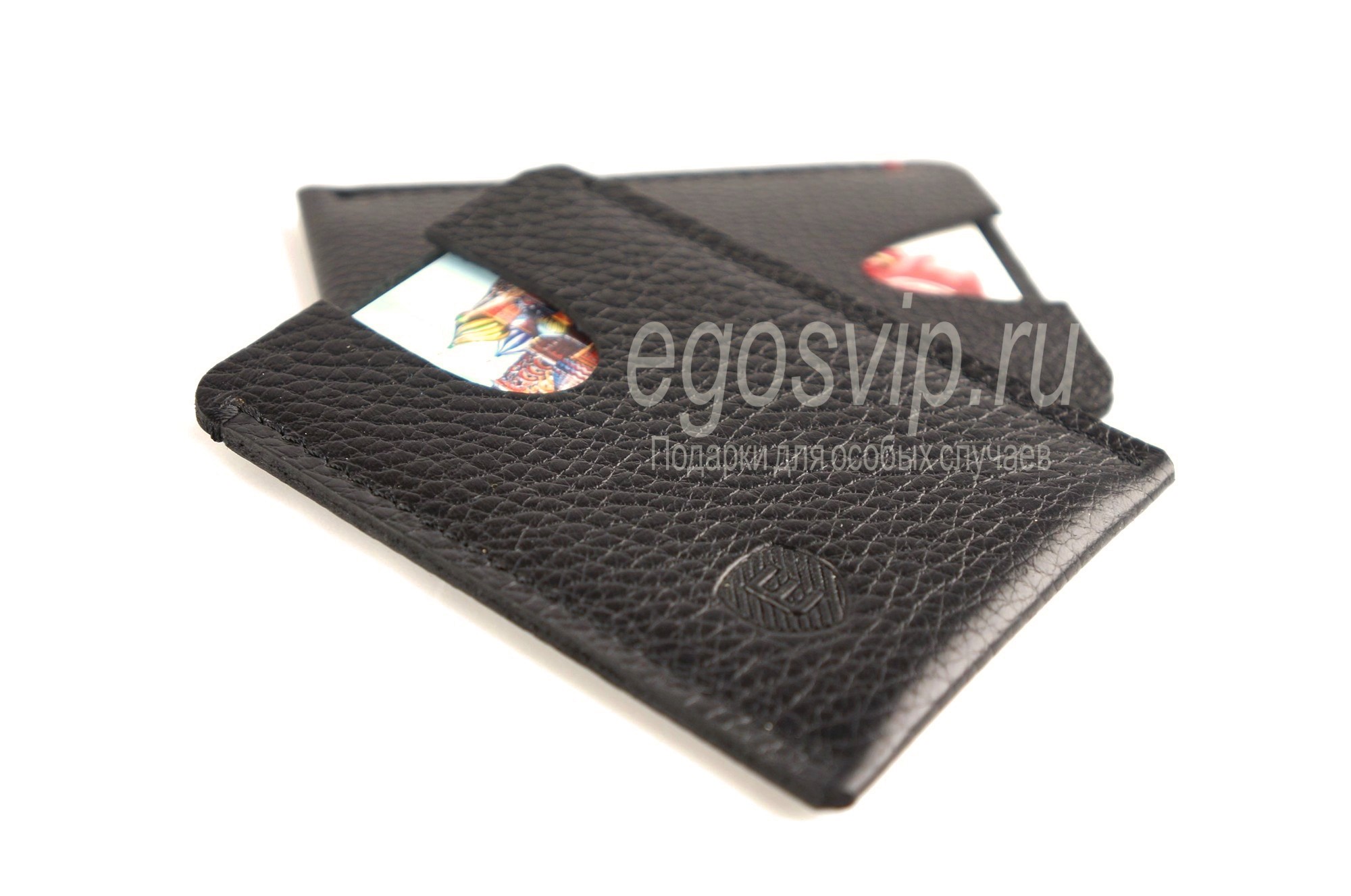 Кожаный чехол для банковской карты / модель 29-01 цвет черный