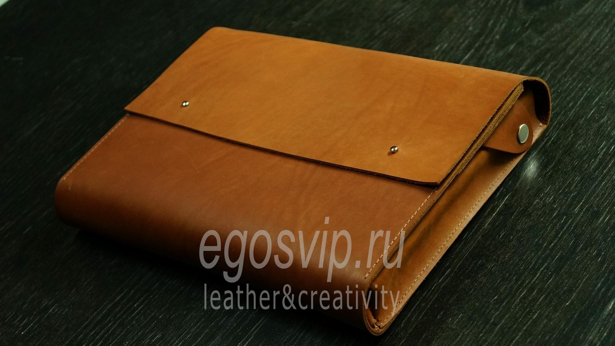 Кожаная папка раскладушка-органайзер с кобурными кнопками / модель 92-05
