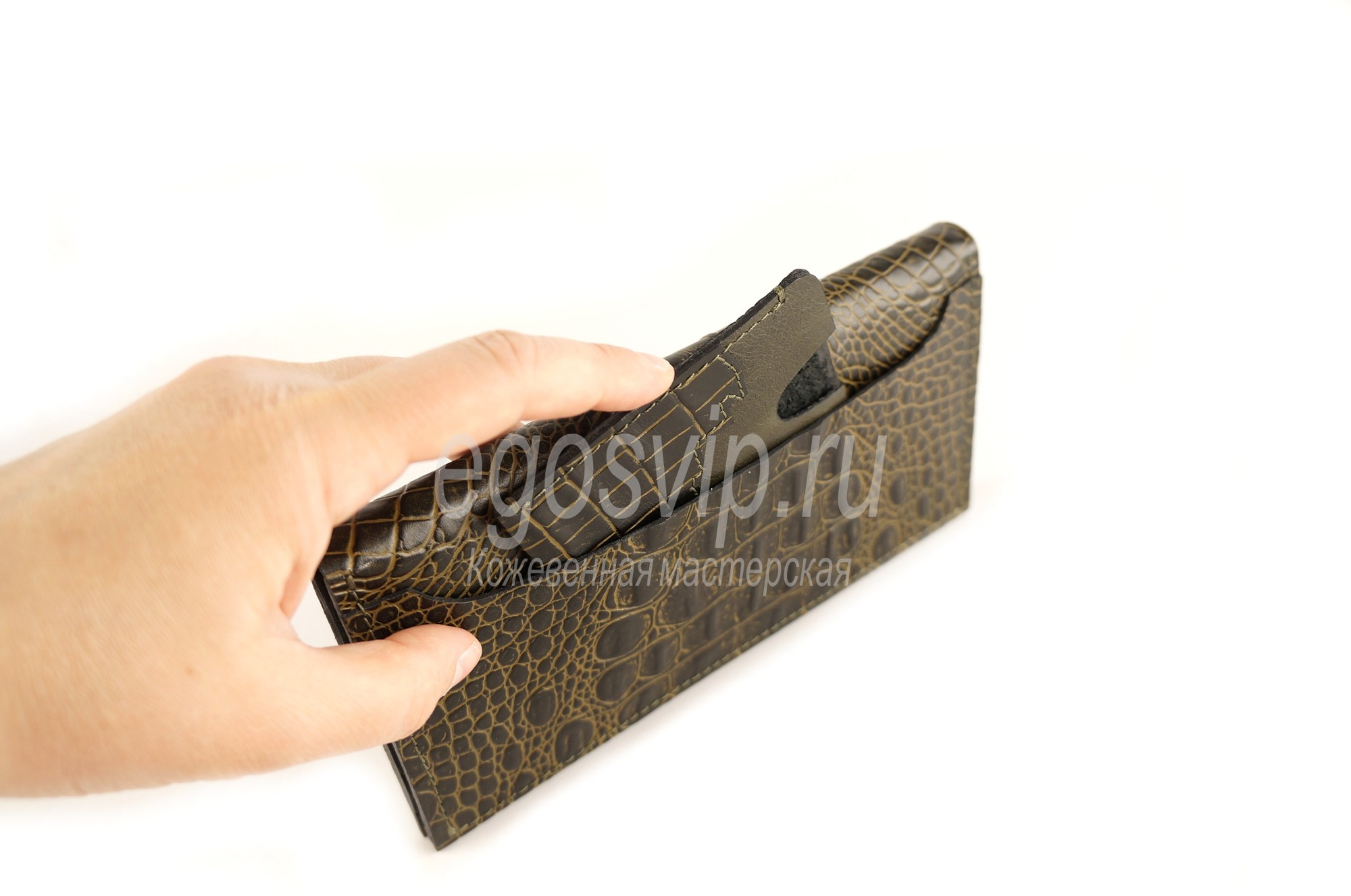 Кожаный картхолдер ручной работы  / модель 29-07