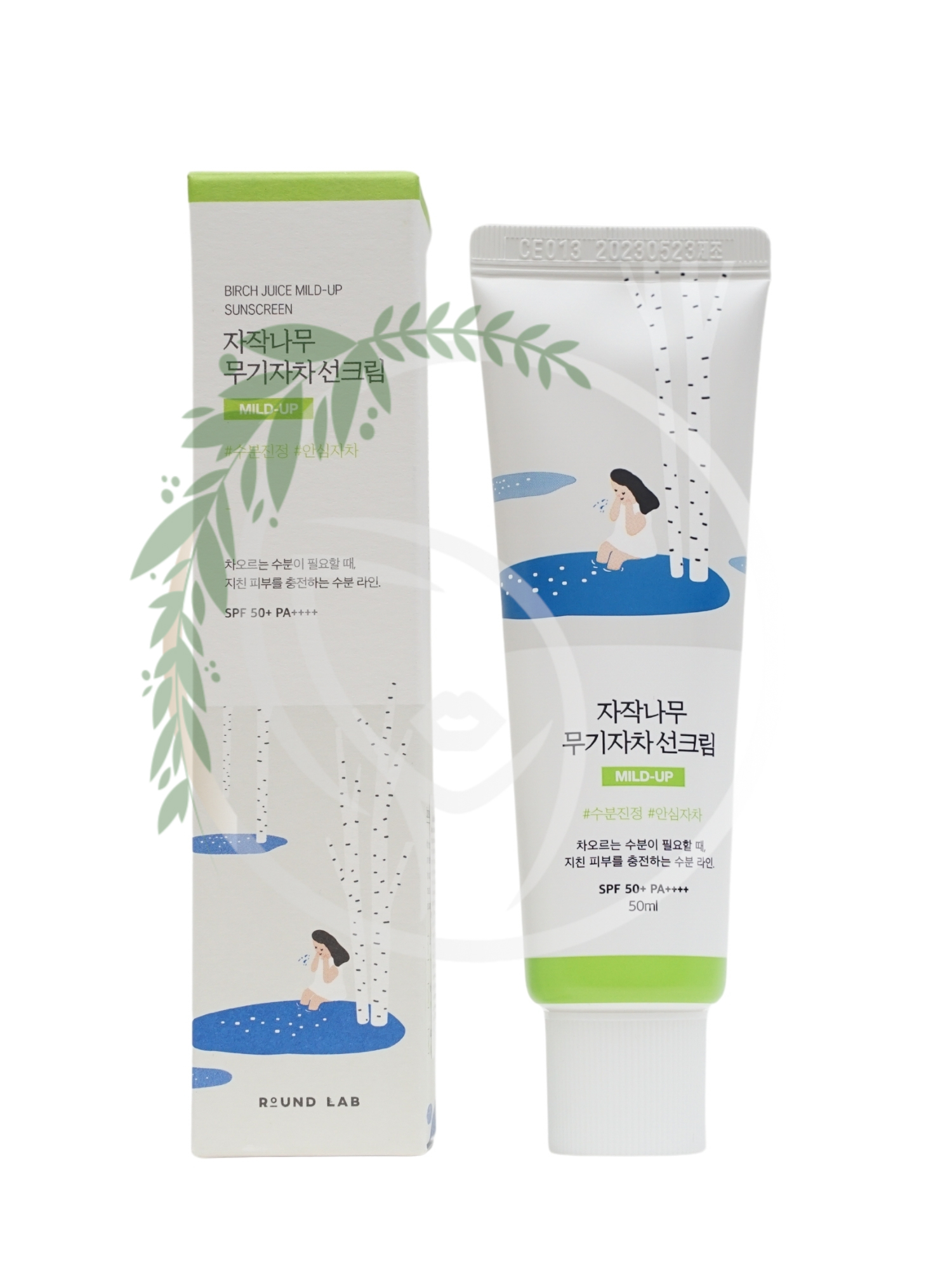 Мягкий солнцезащитный крем Round Lab Birch Juice Mild-Up Sunscreen SPF50+ PA++++ 50ml