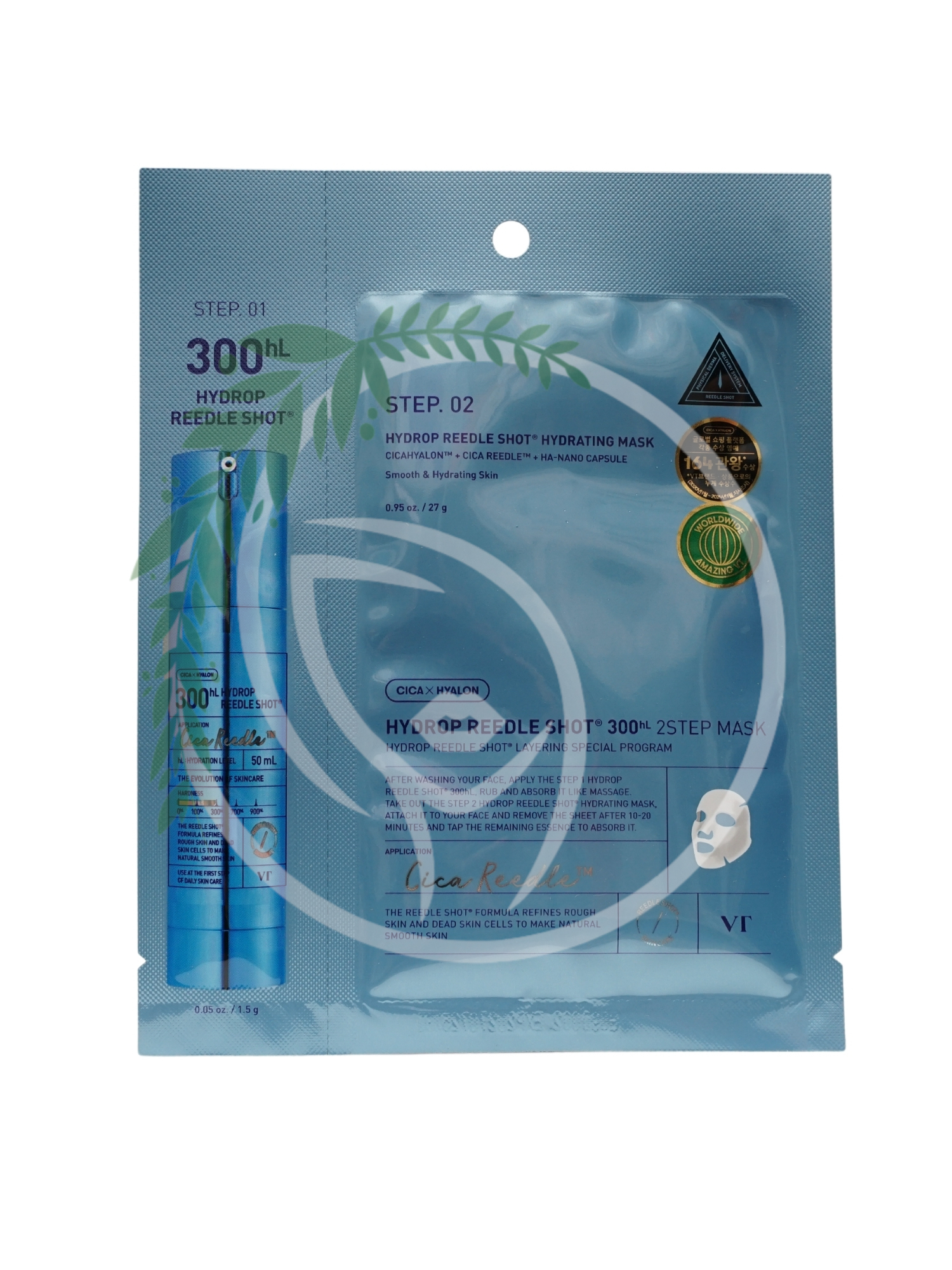 Двухступенчатая тканевая маска VT Cosmetics Hydrop Reedle Shot 300hL 2 Step Mask 1 шт