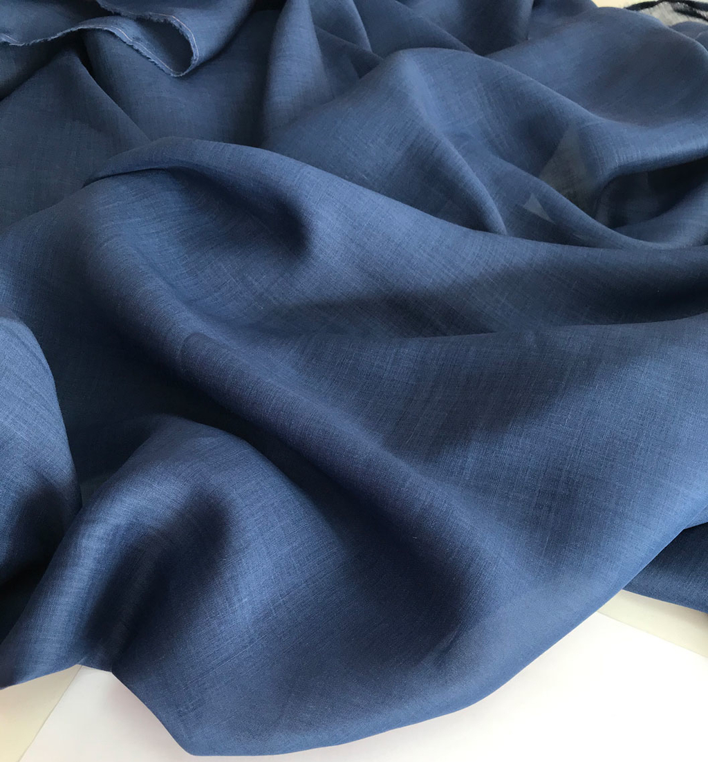 ткань батист крапива ramie синий нави