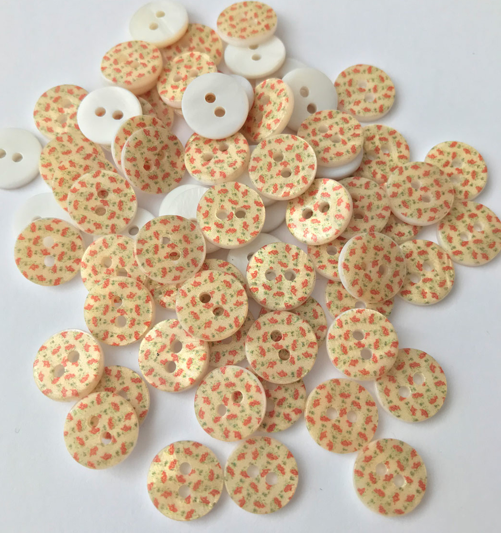 пуговица ракушка с принтом цветы