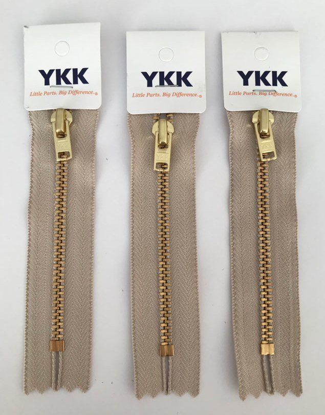 Молния YKK "Джинс" неразъемная металлическая (латунь) в розницу