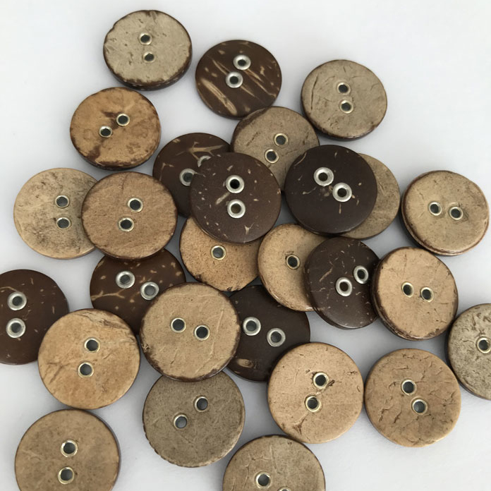 Пуговица кокосовая К07 "С металлическими вставками" 15мм