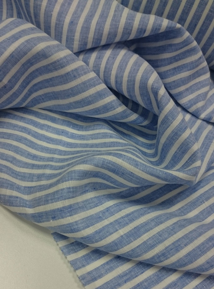 Лён "Полоска голубая" отрез 1,23м