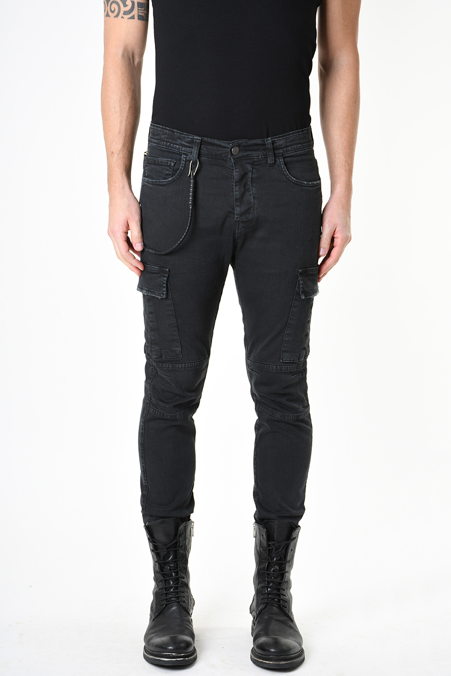 Эластичные узкие брюки из хлопка стрейч с накладными карманами Xagon