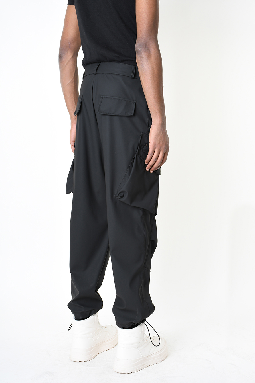 Брюки-карго из прорезиненной ткани с кулисками внизу LH