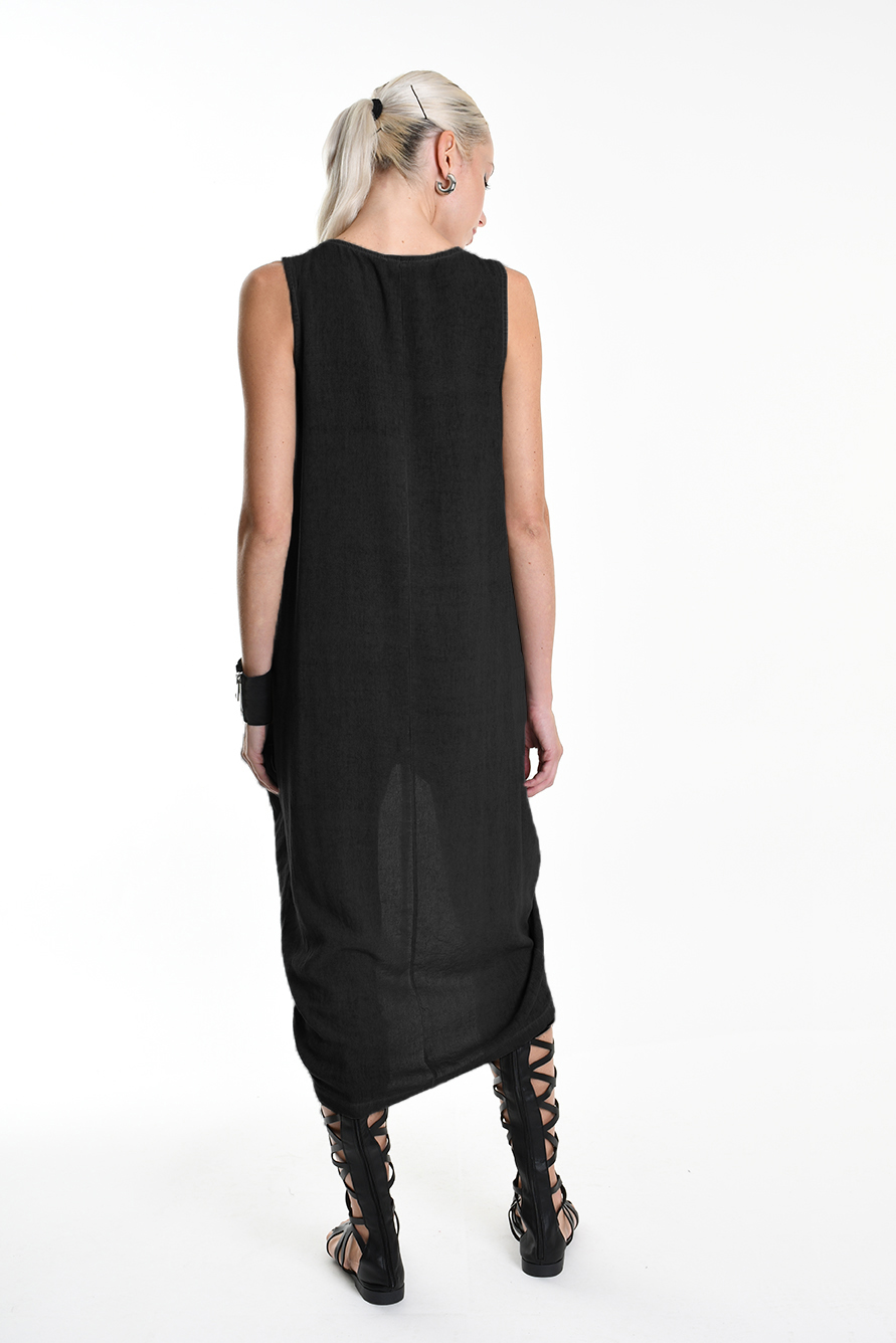 Асимметричное платье из вискозного льна с v-вырезом LH