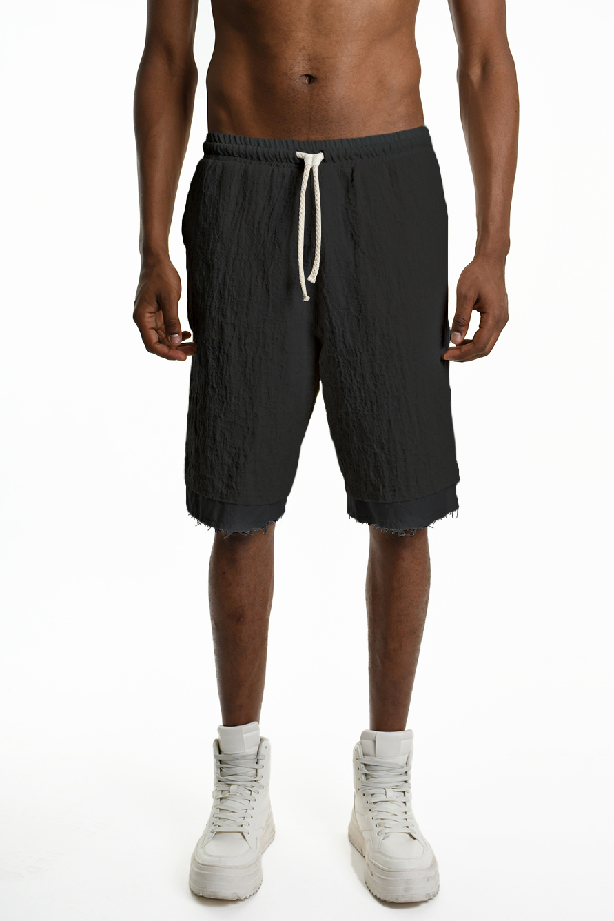 Шорты из жаккардового льна и хлопка с необработанным низом LH