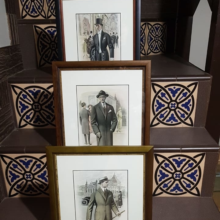 Комплект гравюр  "Monsieur " из 3х шт. Франция 1921 г, 34х54