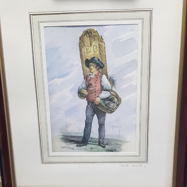 Пара акварельных картин  "Парижане", 26х32, Франция