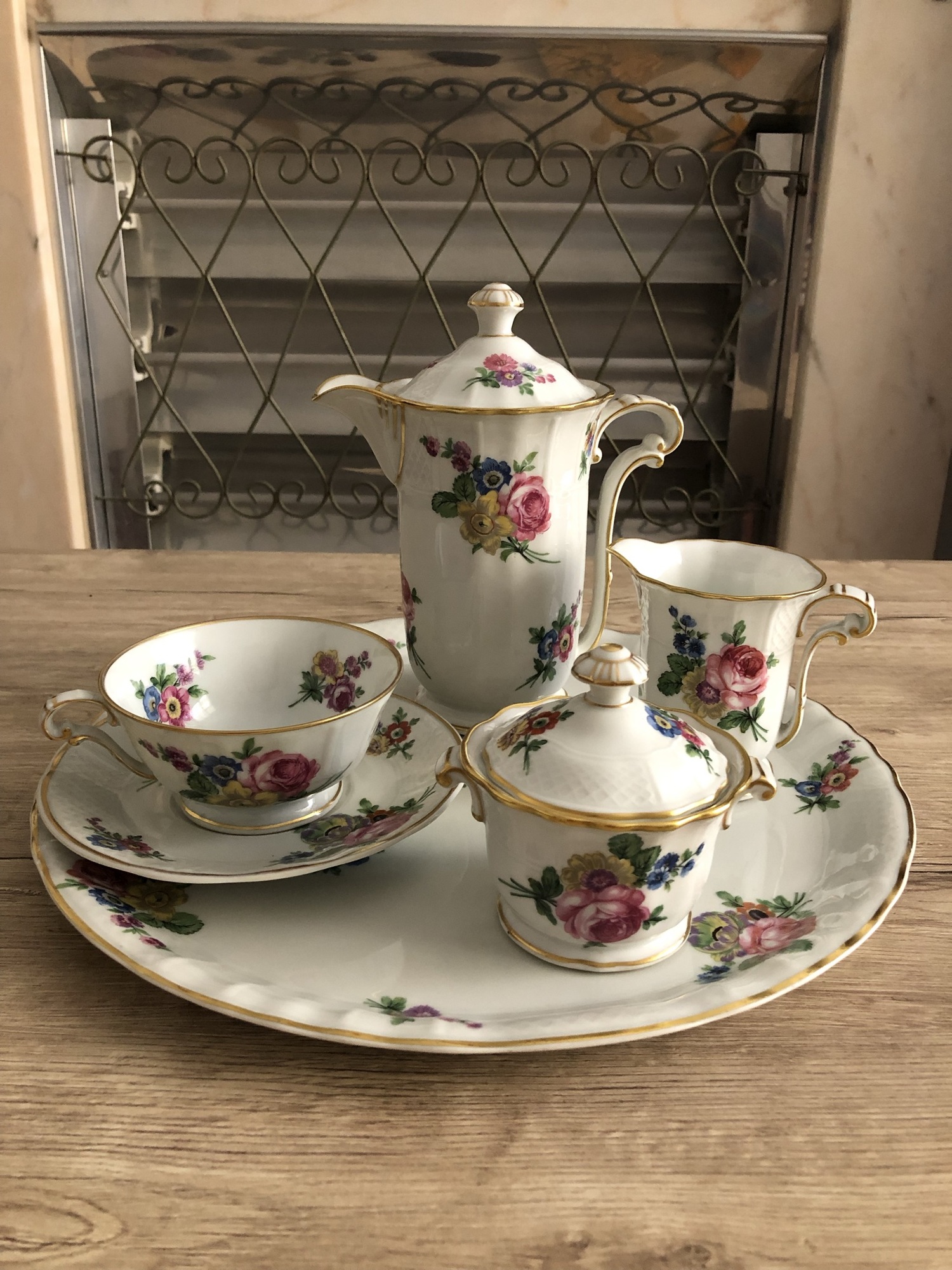 КОФЕЙНЫЙ СЕРВИЗ фарфор LIMOGES BERNARDAUD "TRIANON" антиквариат ФРАНЦИЯ 6 предметов