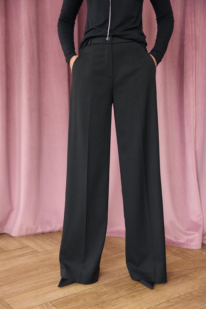 Брюки-палаццо черные (без защипов) из вискозы