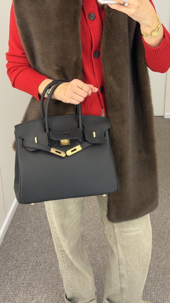 Сумка черная а-ля биркин длина 35