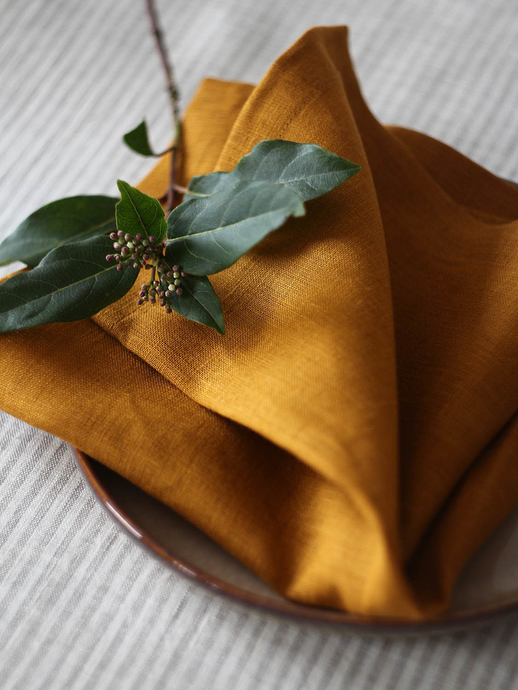 Салфетки изо льна Горчичные