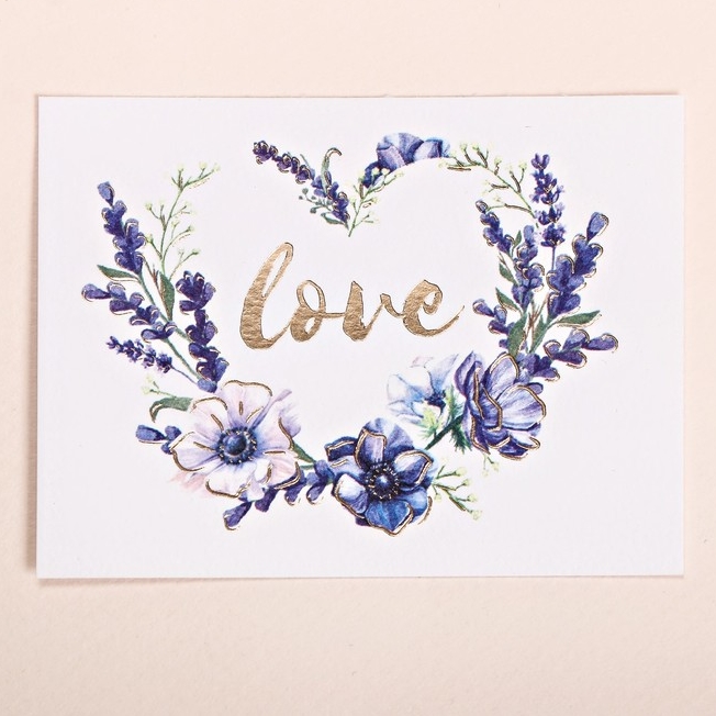 Открытка-комплимент на акварельном картоне с тиснением Love, 8 × 6 см
