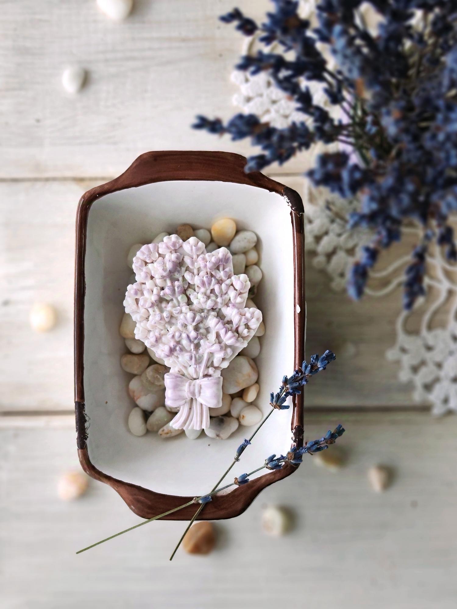 Крафтовое мыло ручной работы "Букетик лаванды", вес 60 грамм