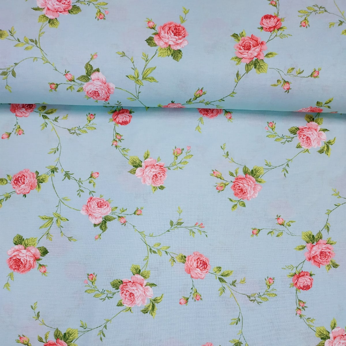 Ткань "Розы Прованса" на мятном, 100 % хлопок, производство Беларусь