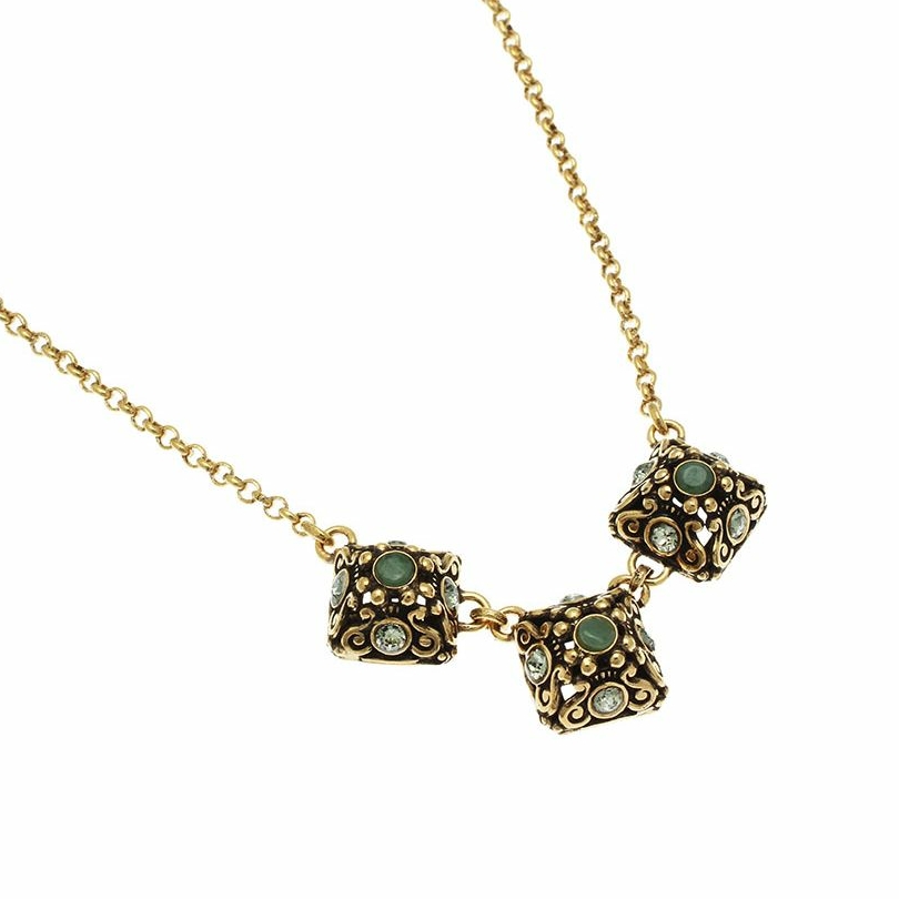 Колье с изумрудом и Swarovski ALCOZER & J F005C