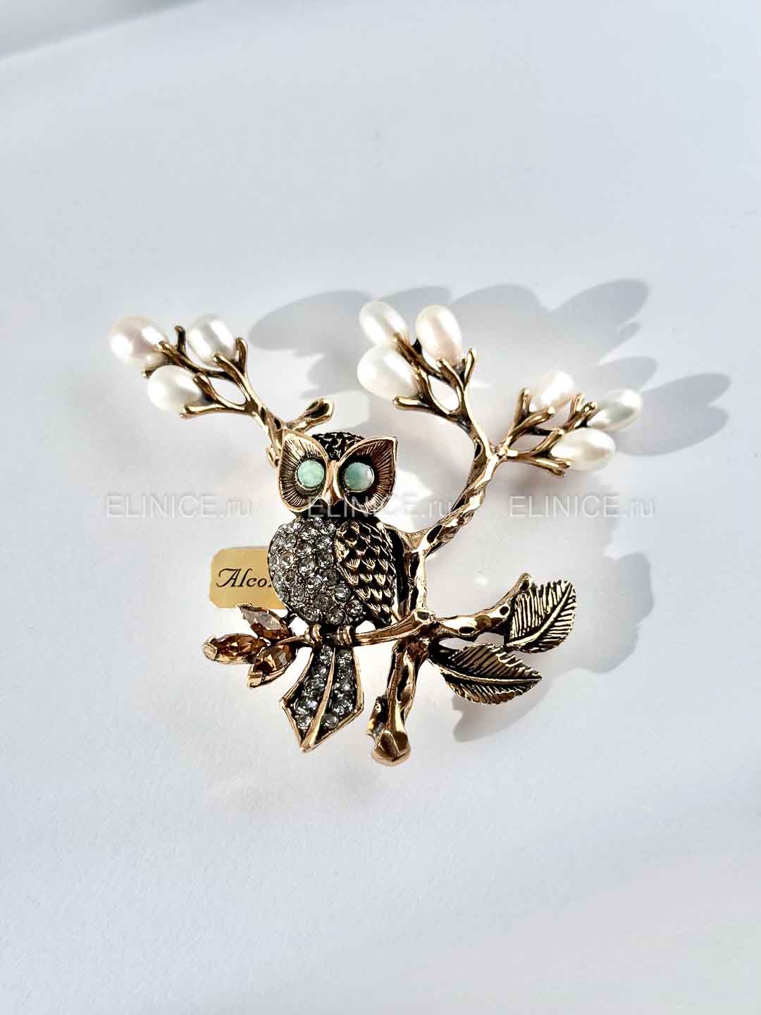 Брошь c жемчугом, изумрудом и Swarovski ALCOZER & J S3721C