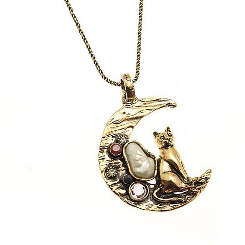 Колье с жемчугом, аметистом, сапфиром, рубином и Swarovski ALCOZER & J C108GR24