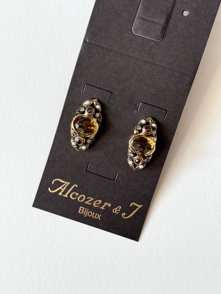Серьги с цитрином, гранатом и Swarovski ALCOZER & J O78JF24