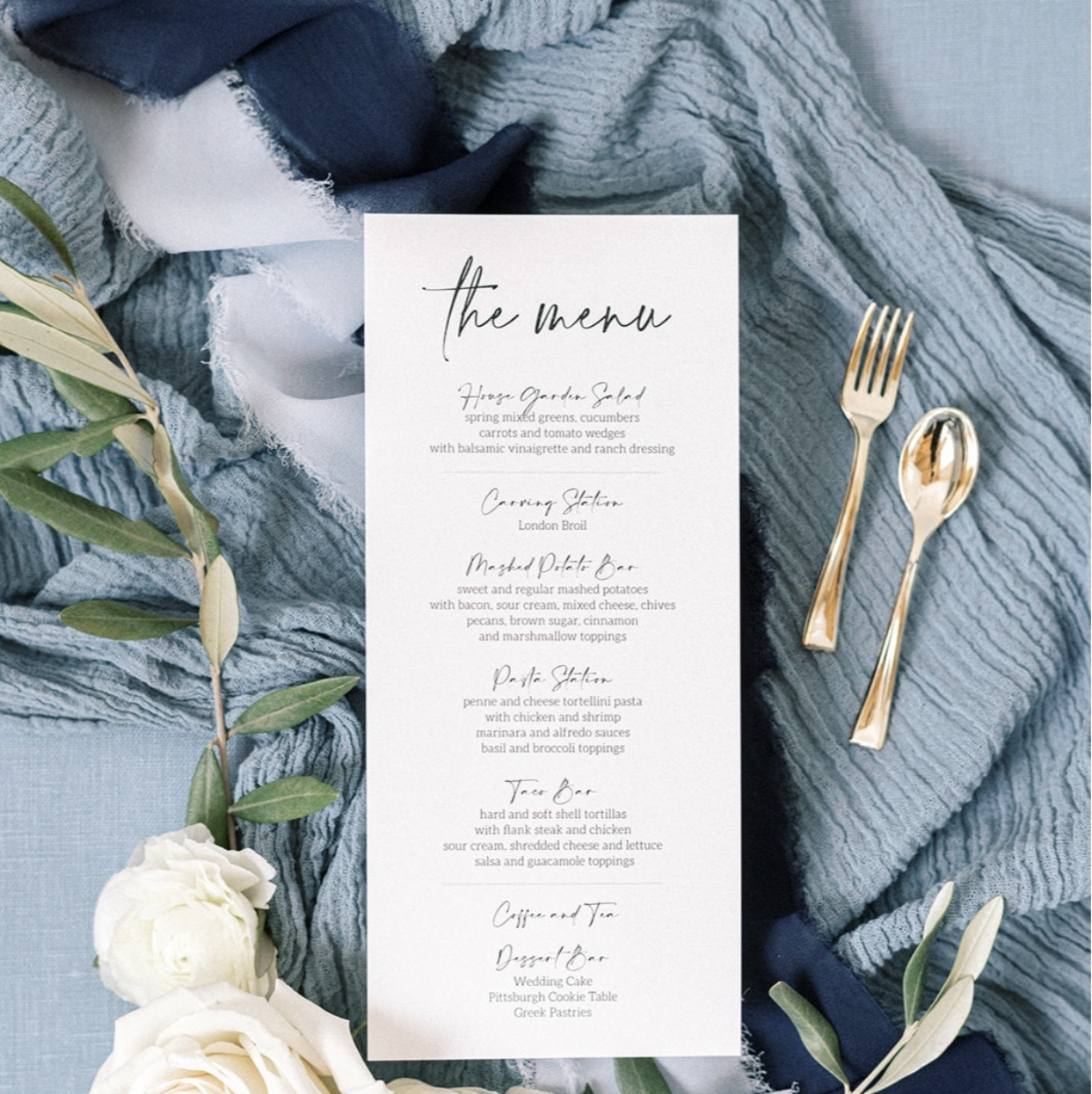Свадебная полиграфия меню, карточки для гостей
