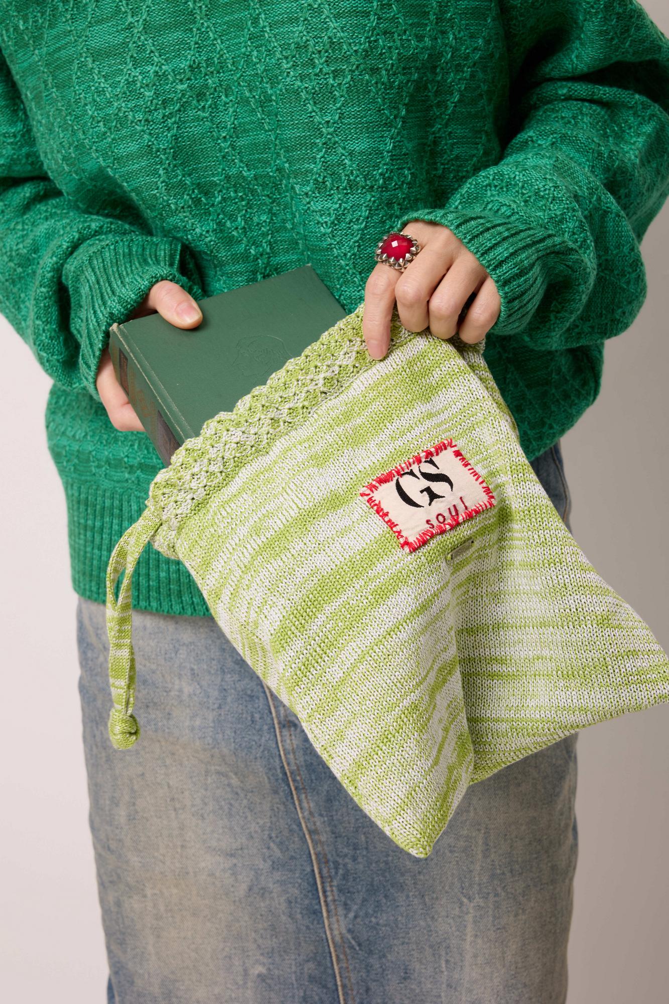 Сумочка - мешок, зеленый меланж