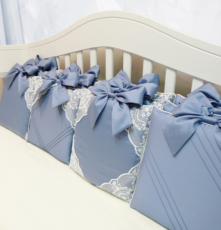 Комплект бортиков #223 цв.серо-синий/молочный