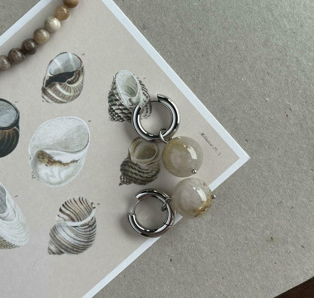 Hoop Earrings + Quartz Pendants