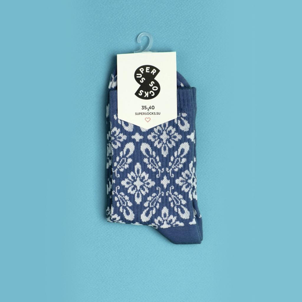 Носки SUPER SOCKS Узоры, голубой