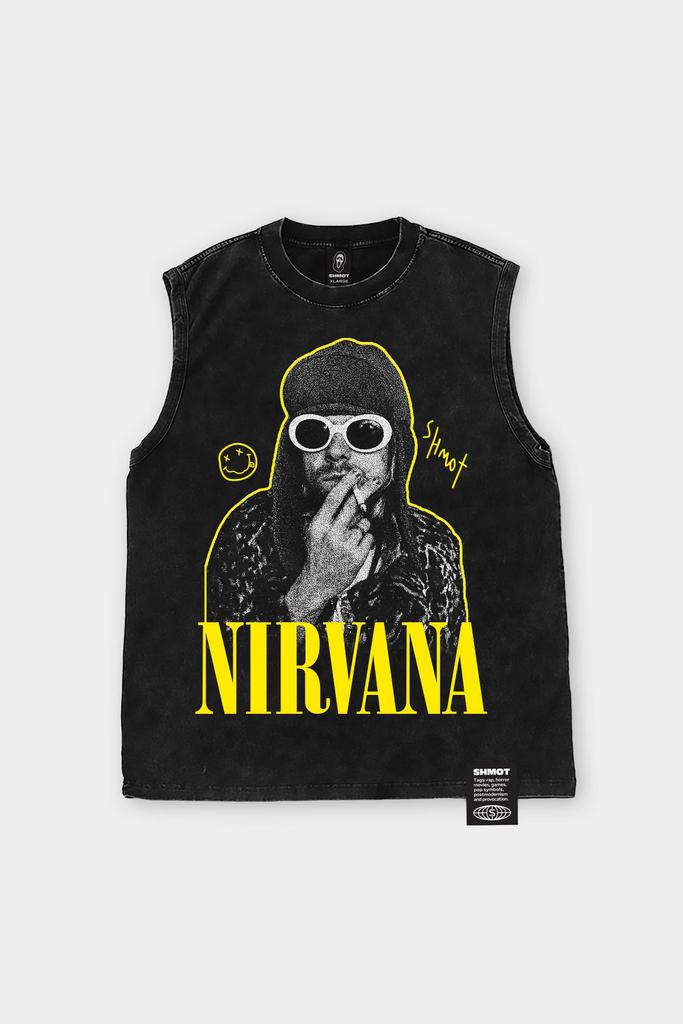 Майка SHMOT "NIRVANA", GARMENT DYE черный