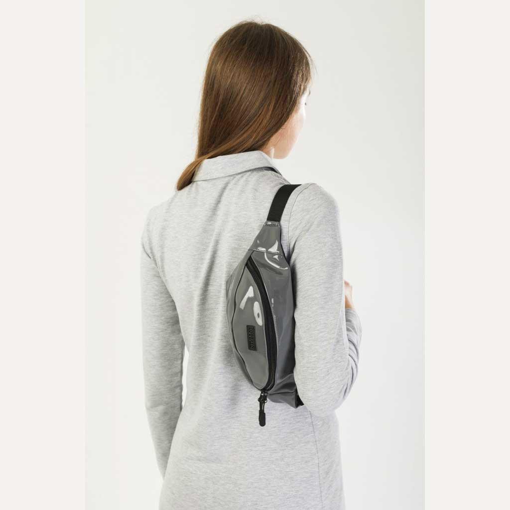 Сумка CODERED Hip Bag Серый Блестящий иск. Кожа