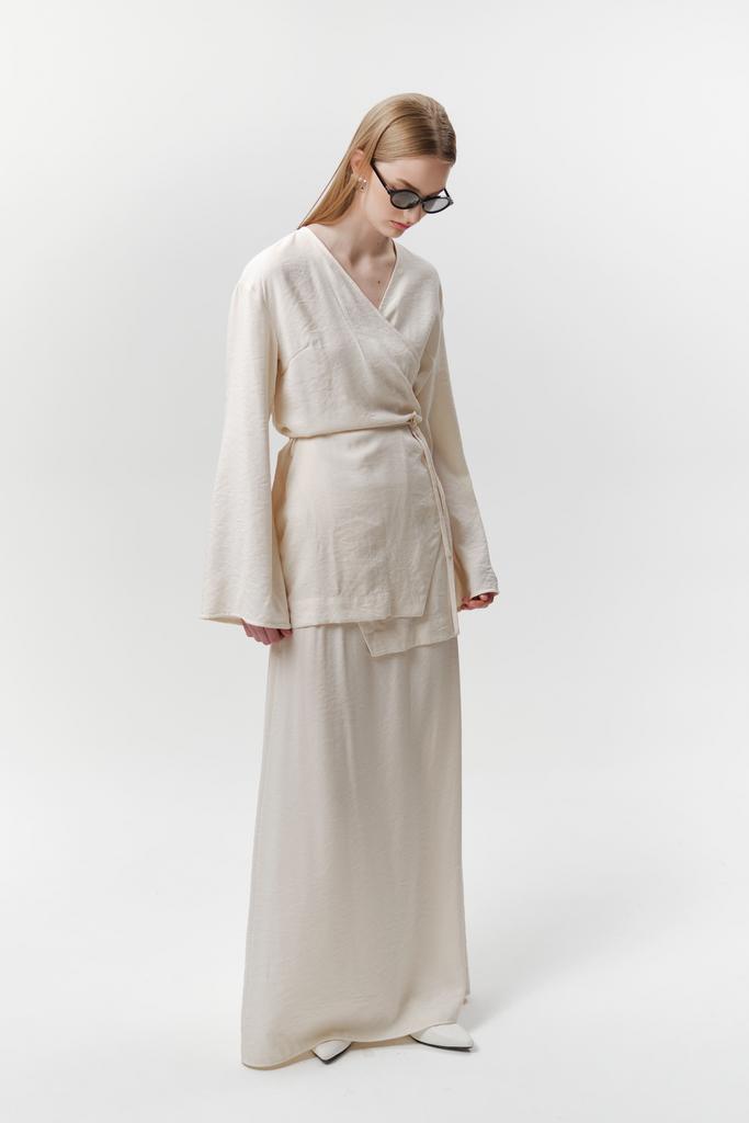 Накидка-кимоно из фактурного льна