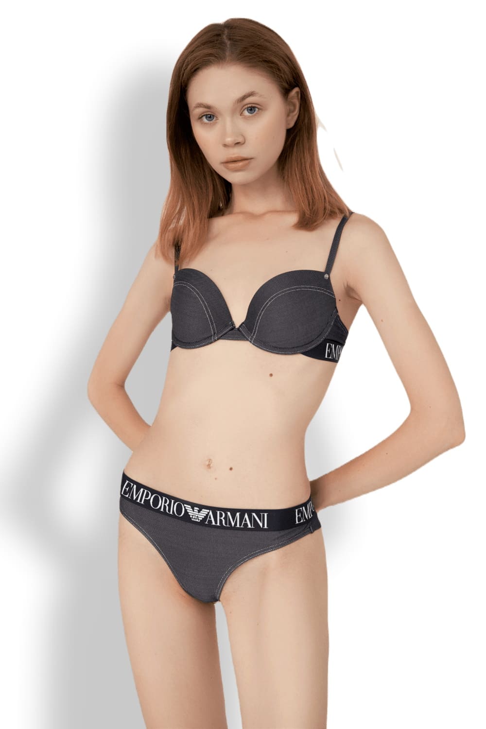 Купальник пуш-ап бикини с эффектом джинсовой ткани Emporio Armani 262438 2R342