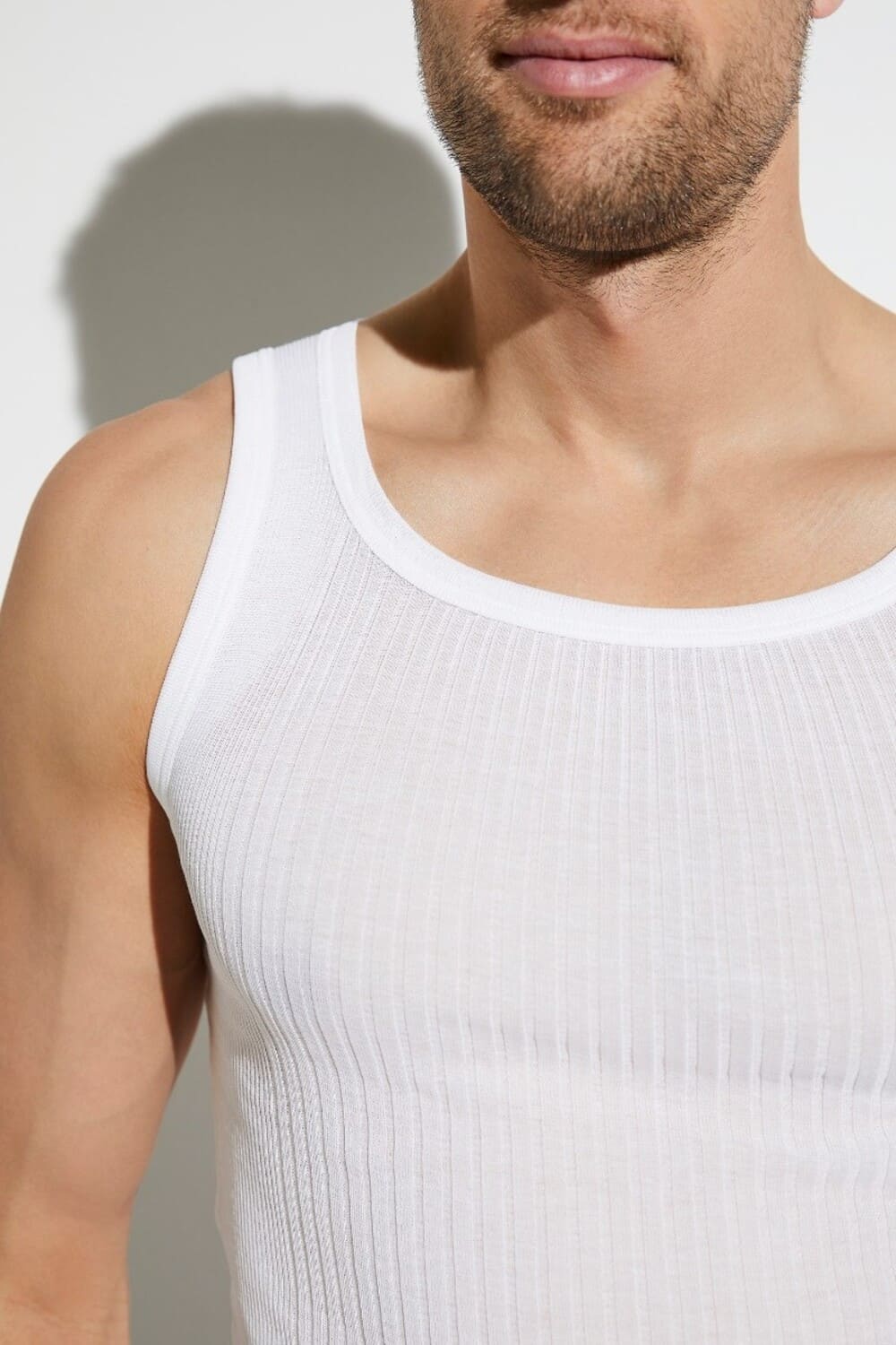 Мужская майка из хлопка в рубчик ришелье Zimmerli 207 1412