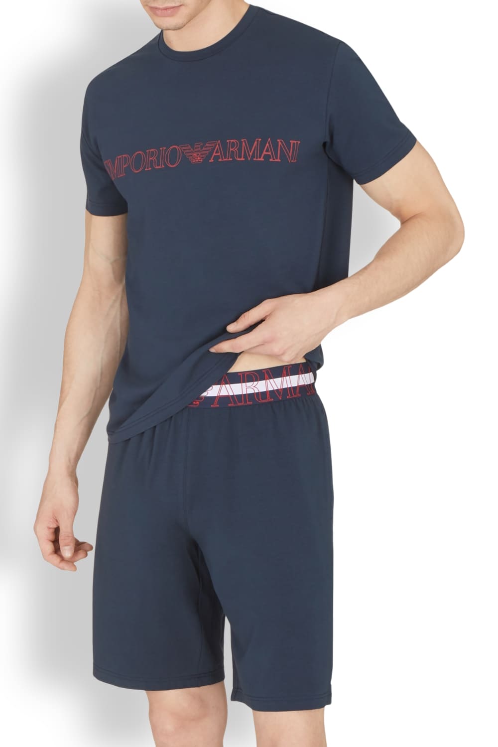 Мужской пижамный комплект (футболка с коротким рукавом и шорты) Emporio Armani 111573 3R516