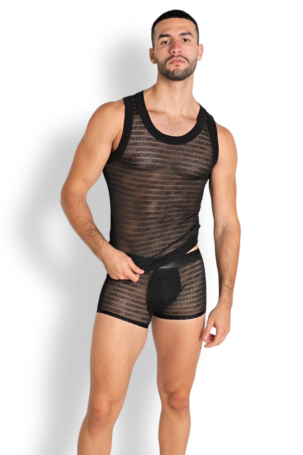 Мужская майка из жаккардовой сетки Emporio Armani 112049 3F527