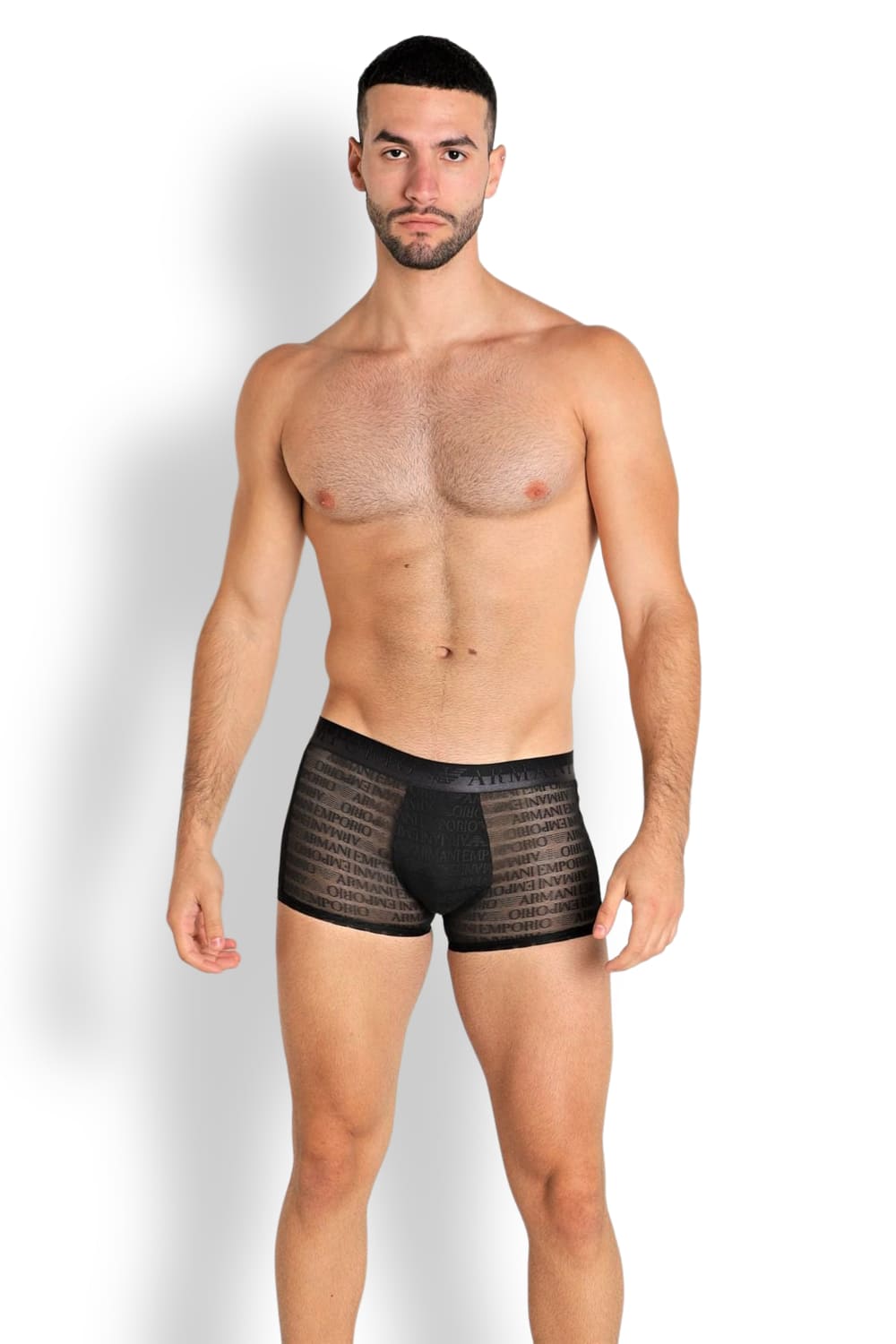 Мужские трусы боксеры из жаккардовой сетки с логотипом Emporio Armani 112051 3F527