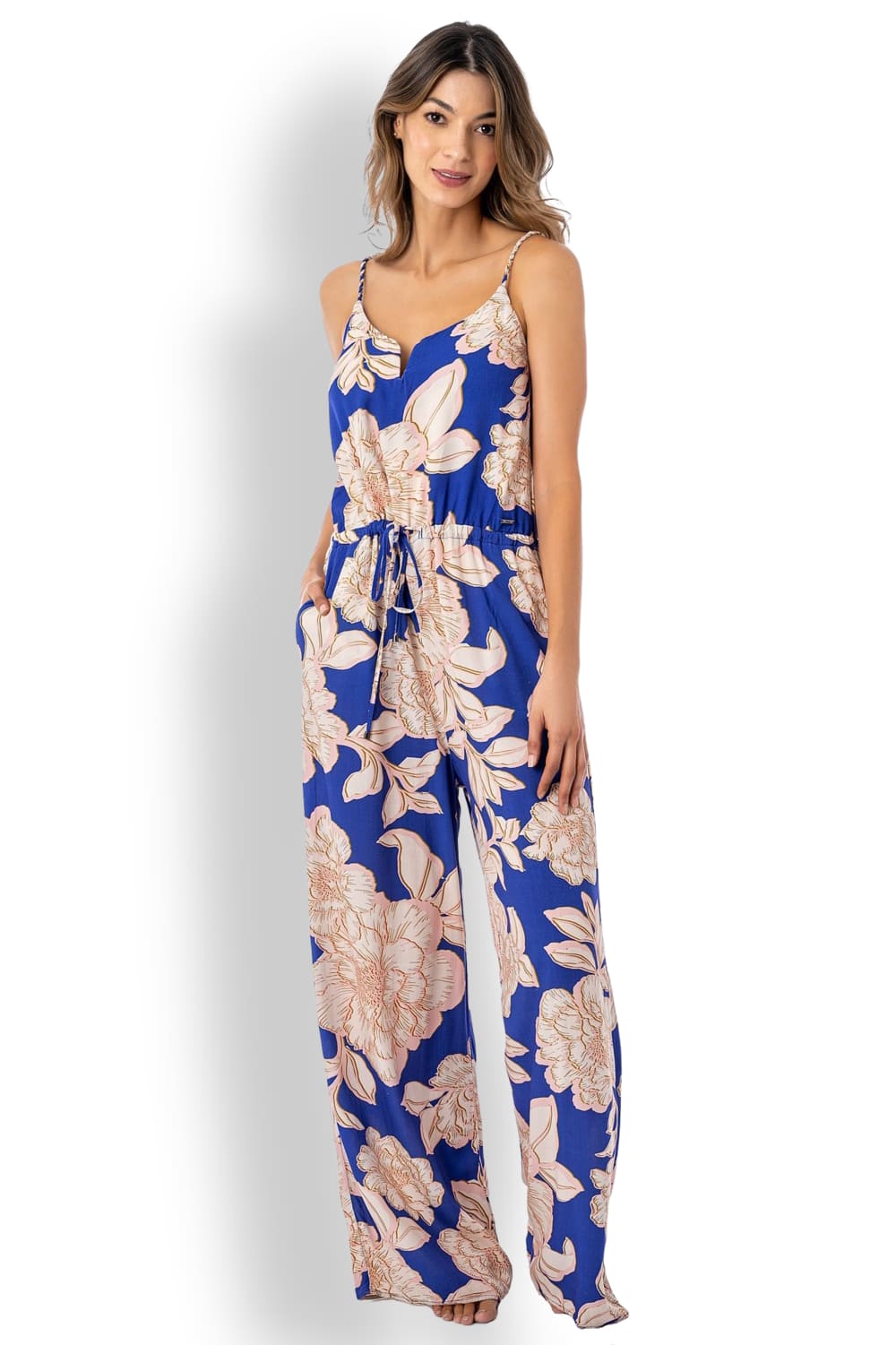 Пляжный комбинезон из экологичной вискозы Maaji Blue Bouquet Arielle PT1682CJU003