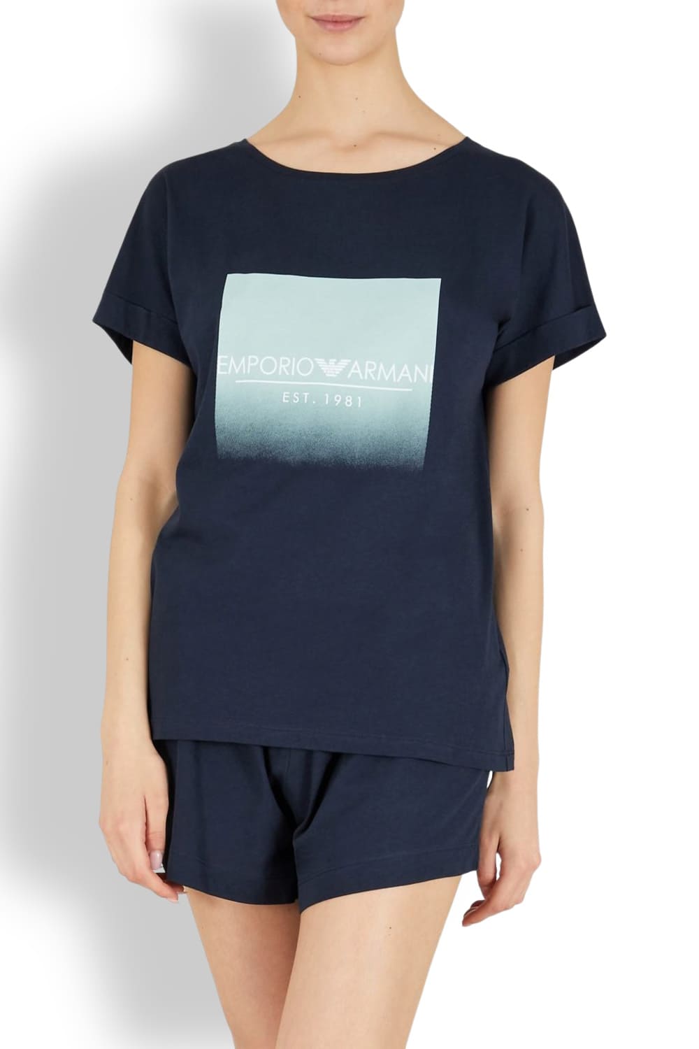 Пижамный комплект из хлопка (футболка и шорты) Emporio Armani 164830 4R255