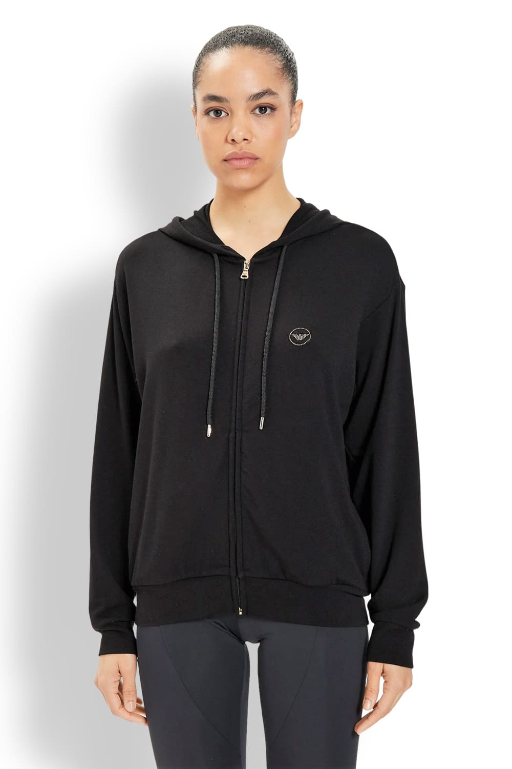 Женская толстовка с капюшоном на молнии из вискозы Emporio Armani 164761 4R272
