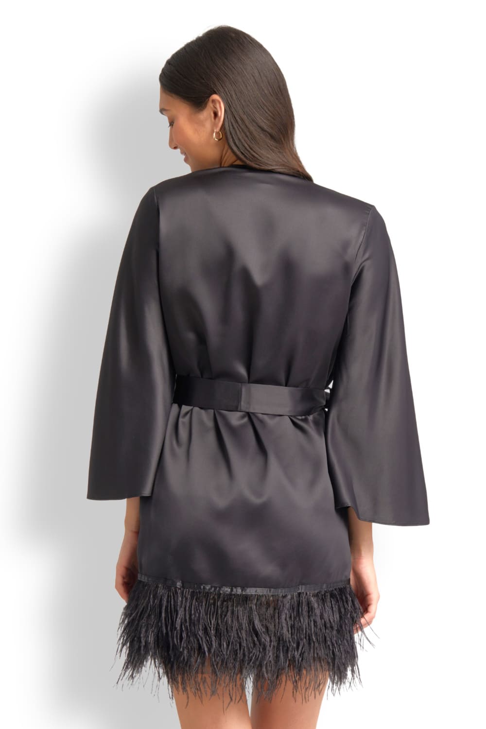 Халат кимоно из шармёза с бахромой Rya Collection Swan 394