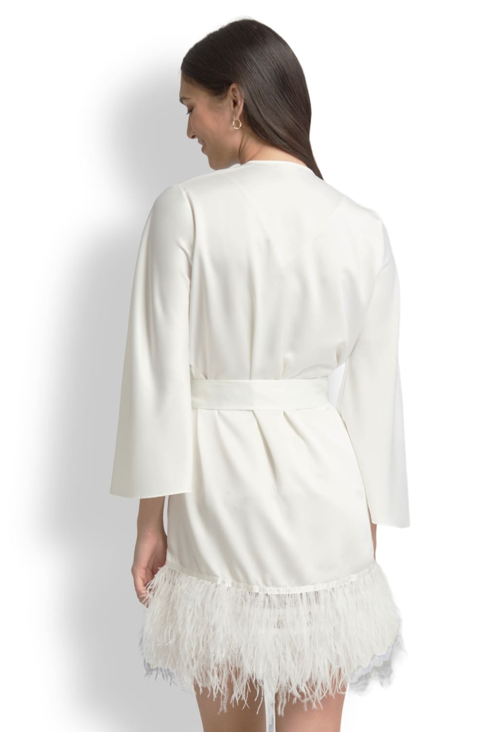 Халат кимоно из шармёза с бахромой Rya Collection Swan 394