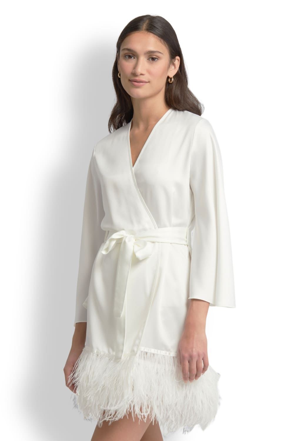 Халат кимоно из шармёза с бахромой Rya Collection Swan 394