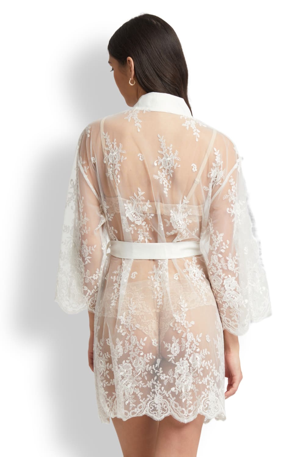 Халат-накидка из прозрачной ткани с цветочной вышивкой Rya Collection Darling 197